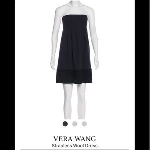 Vera Wang 100%Wool and Silk lining strapless dress